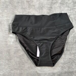 Hapari Womens Black Tummy Tuk High Waist Bikini Swim Bottoms SPF 50 Small NEW